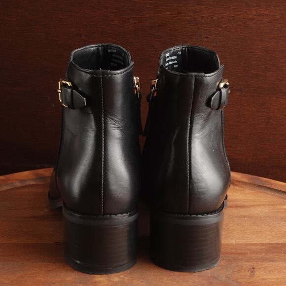 Cole Haan Boots Womens SZ 7B BLK Haidyn Leather Ankle Zip Classic Block Heeled - Picture 7 of 16